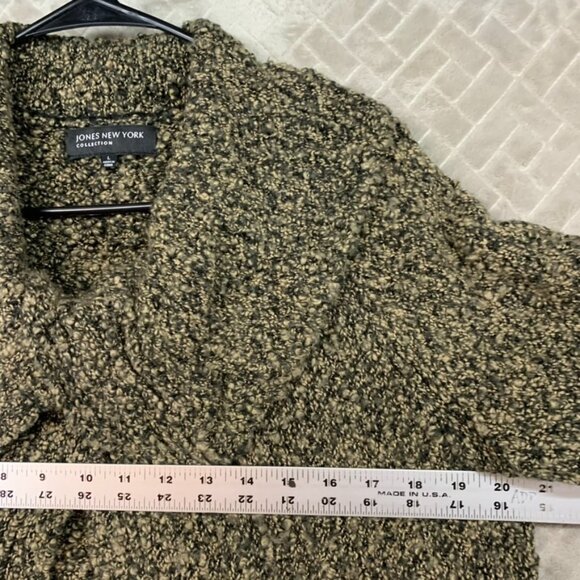 Jones New York Womens L Cardigan Sweater Brown Wool Blend Shrug Collared - Picture 8 of 16